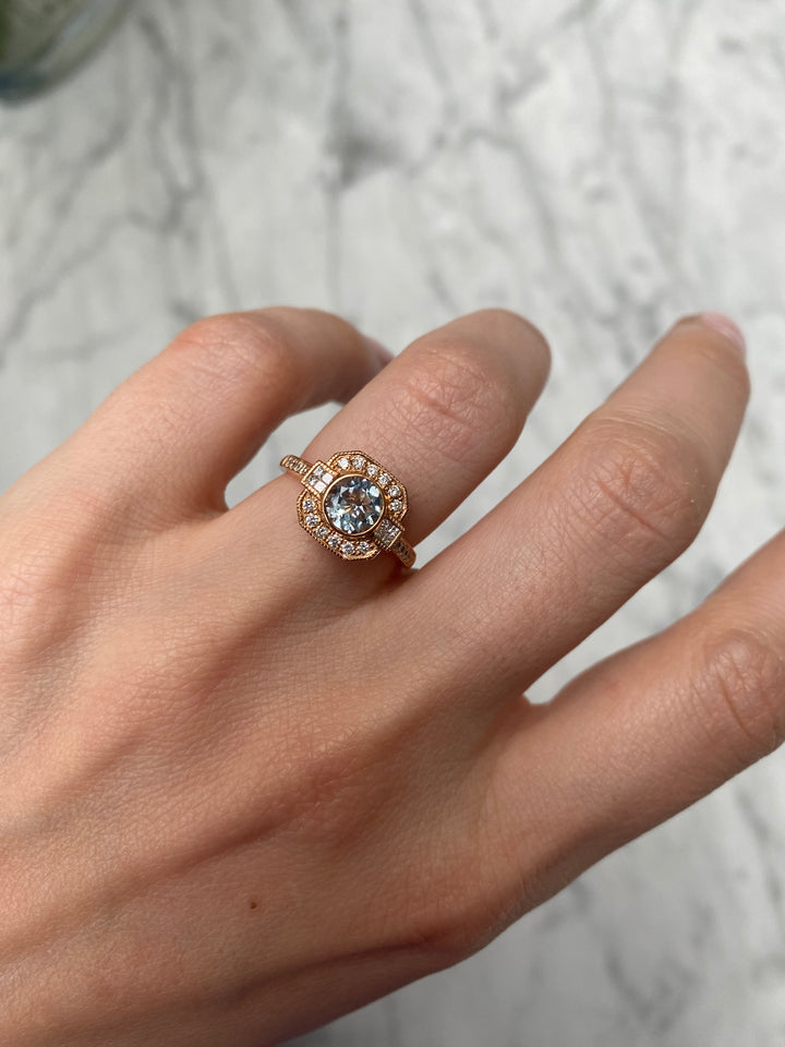 Ronde ring met aquamarijn