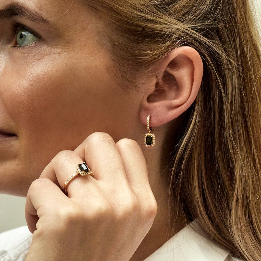 Emerald tourmalijn ring