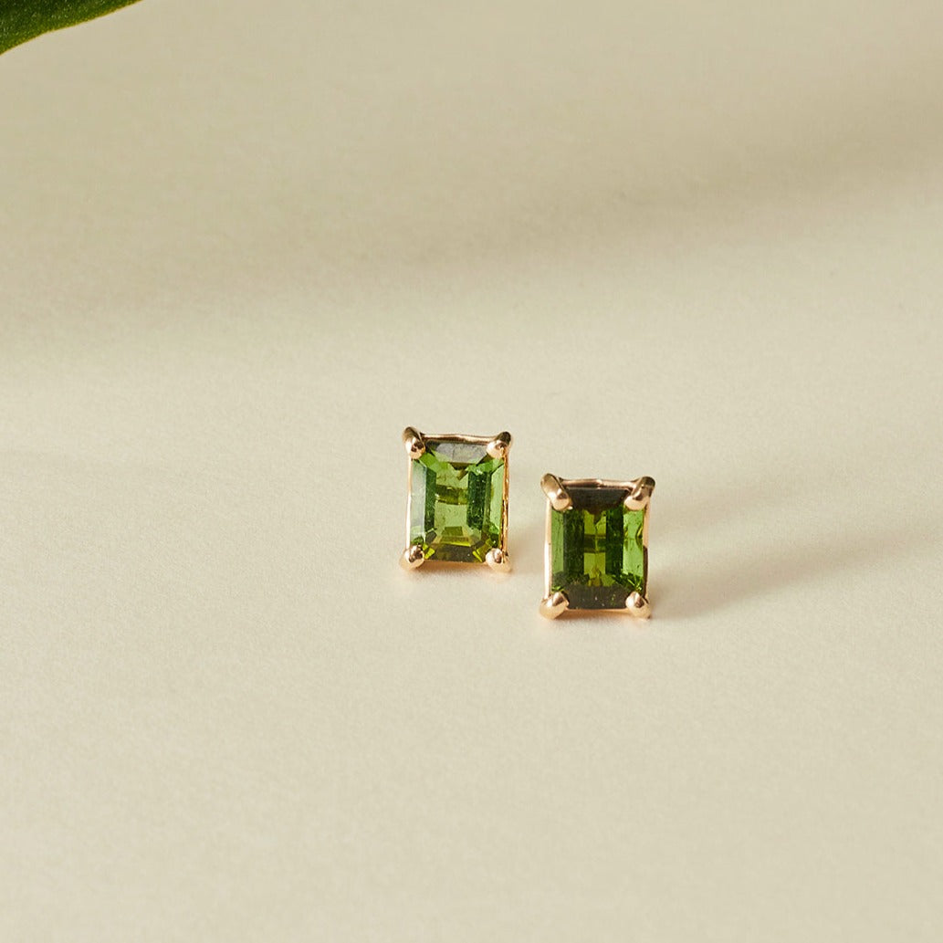 Emerald toermalijn oorbellen