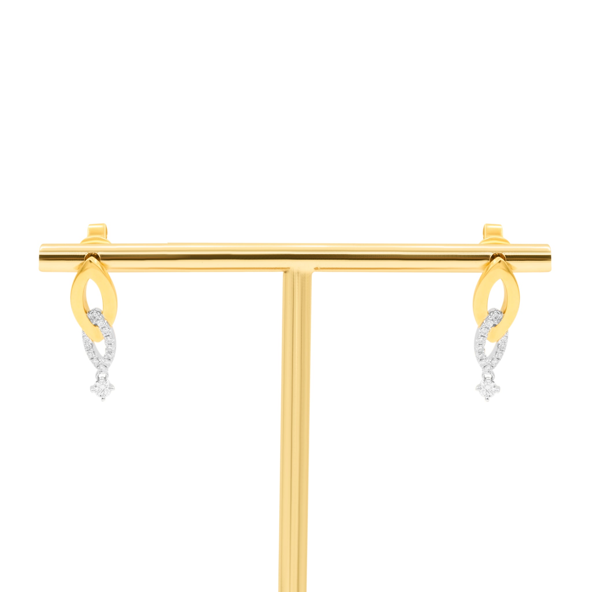 Hangende oorbellen witgoud en geelgoud met diamanten