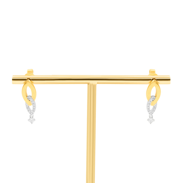 Hangende oorbellen witgoud en geelgoud met diamanten