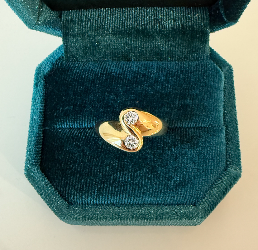 Ring met twee diamanten toi et moi ring