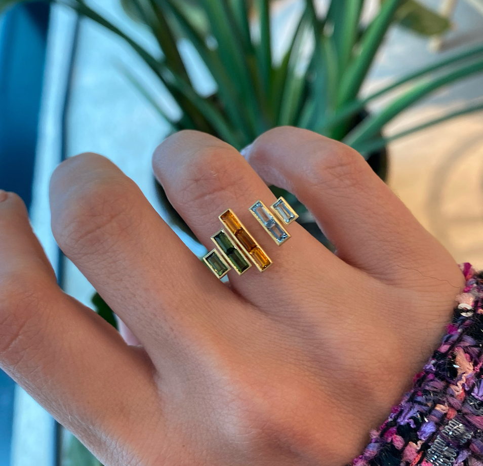 Rechthoek edelstenen ring