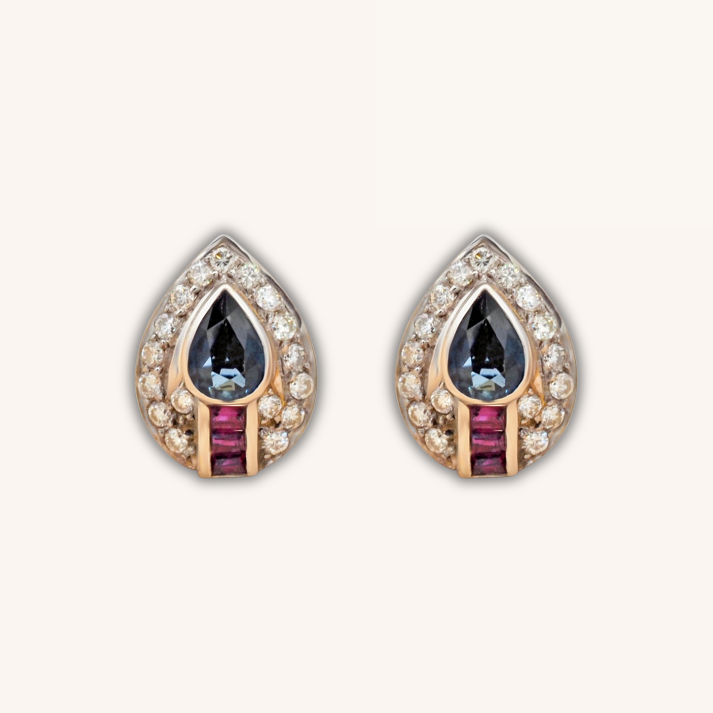 Pear sapphire diamonds earrings
