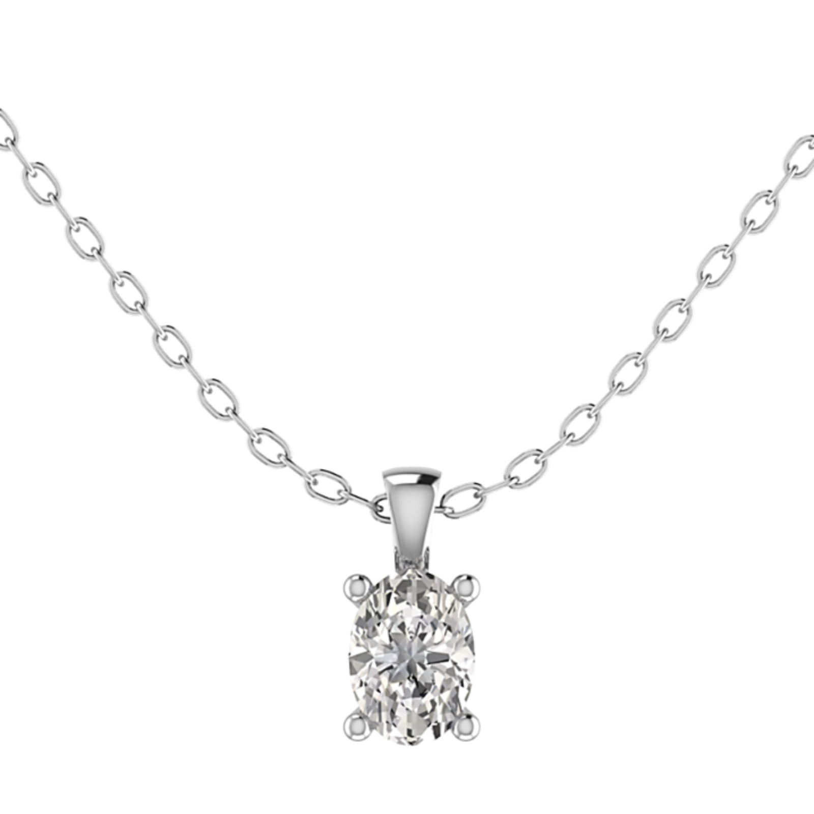 Geelgouden ketting met ovalen diamant
