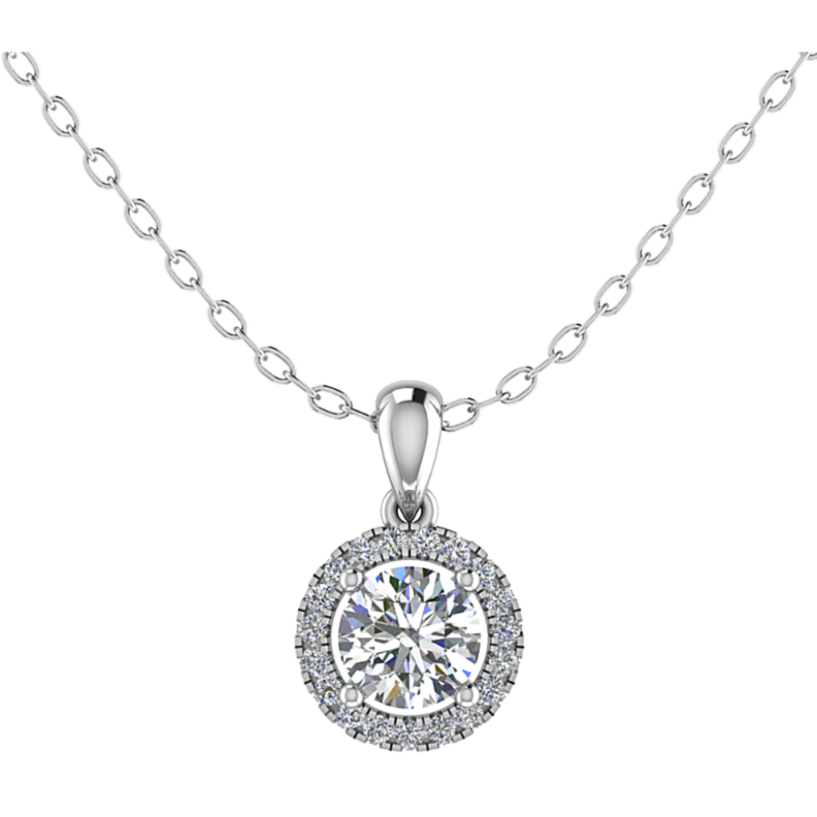 Hanger met diamant in halo zetting