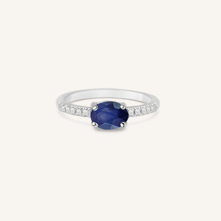 Diamond oval sapphire ring