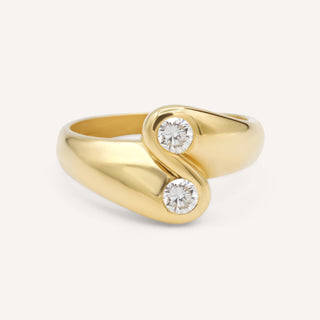Duo diamond golden ring
