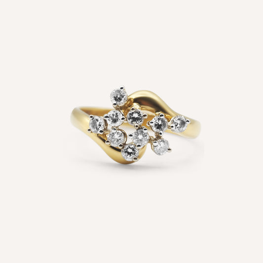 10 diamonds leaf ring