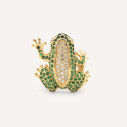 Diamond emerald frog ring