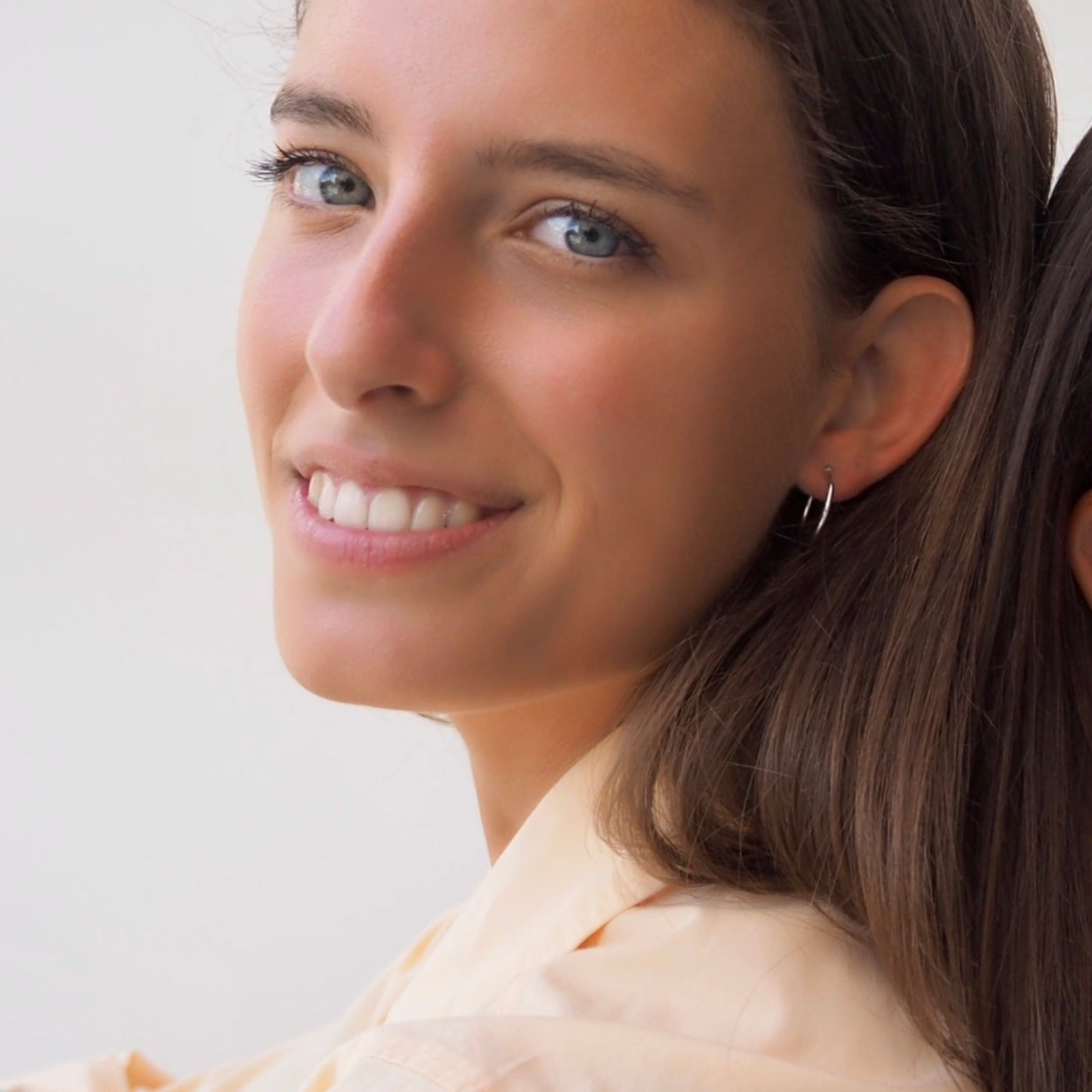 Small white golden hoop earrings