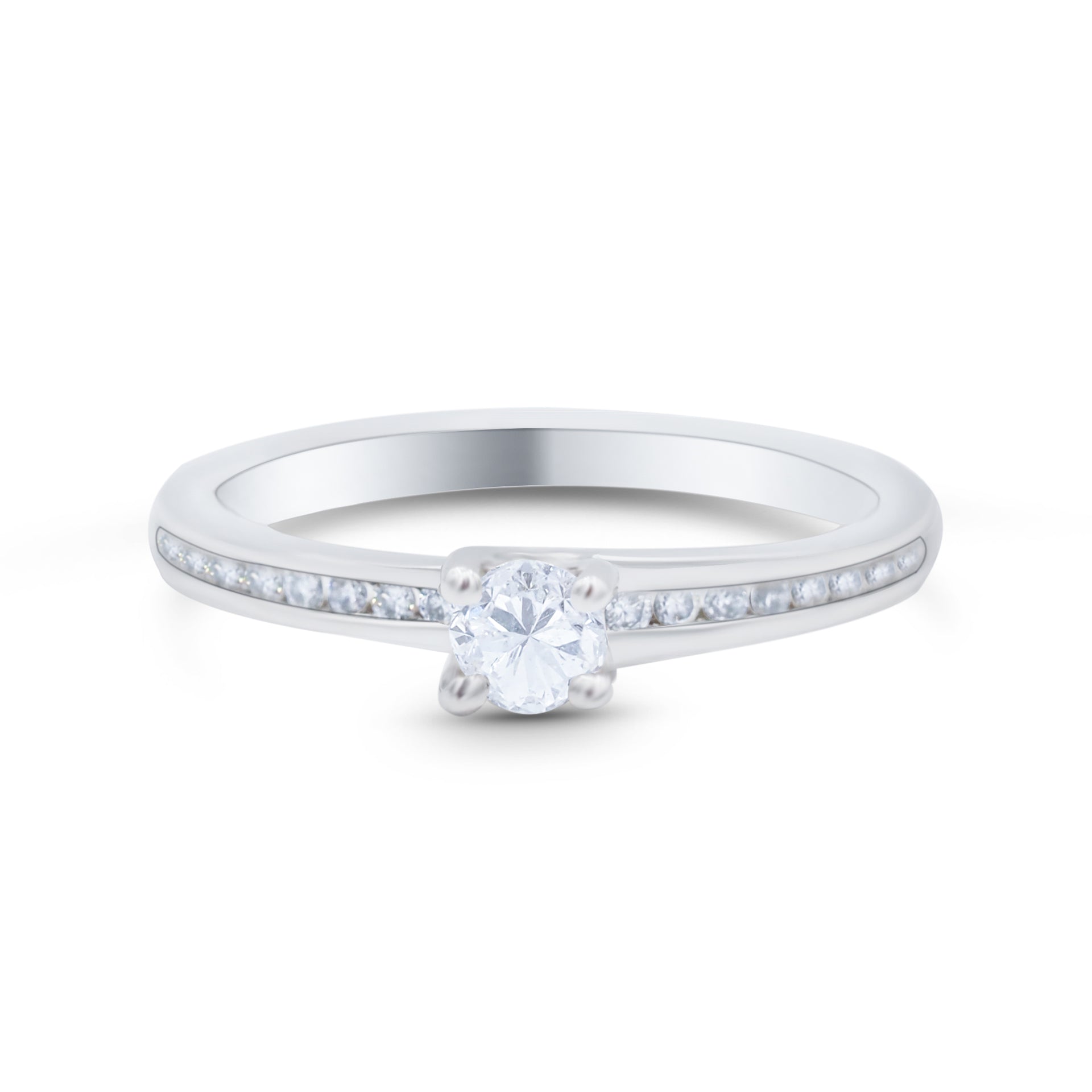 Witgouden solitaire ring met diamanten De Maere