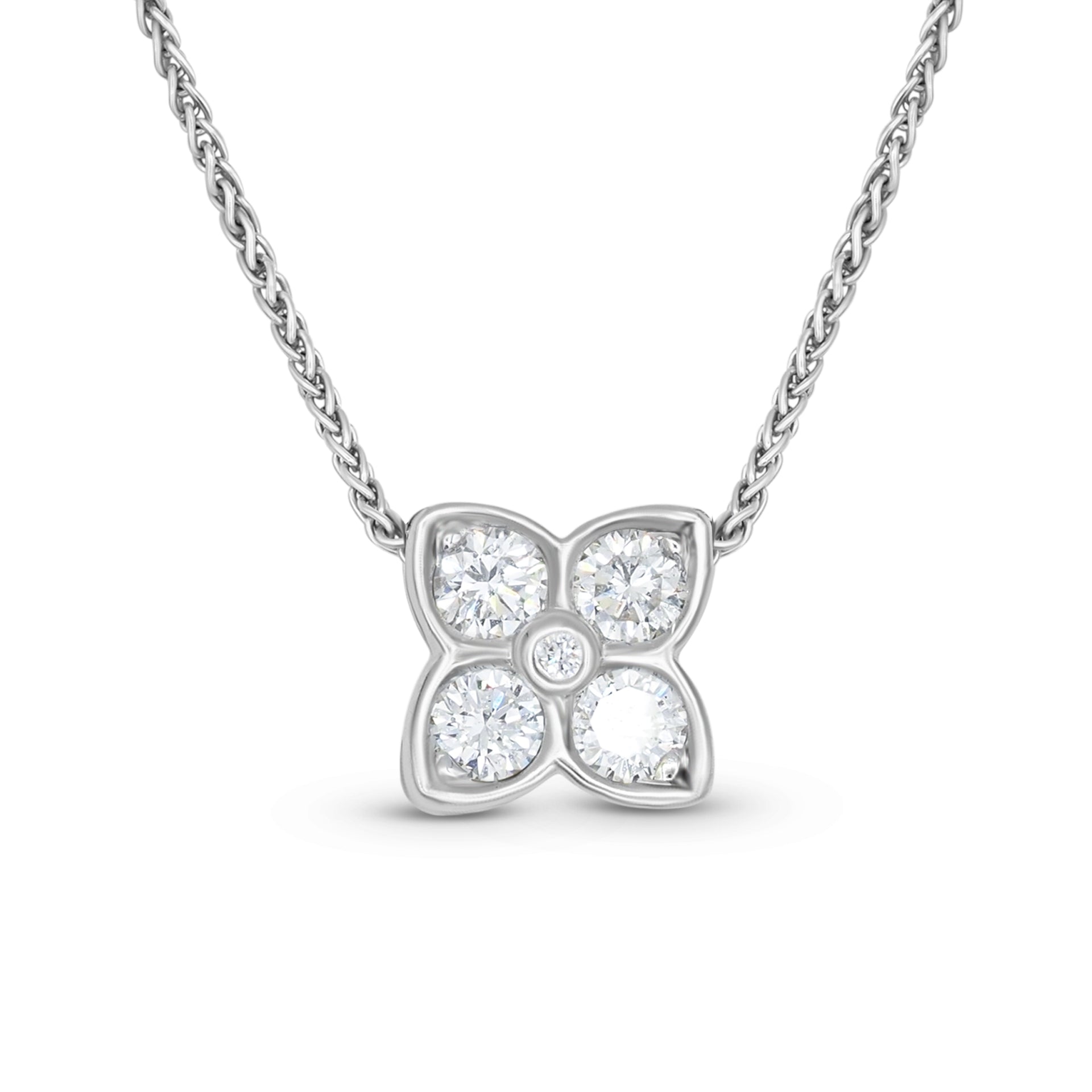 Bloem ketting met diamanten