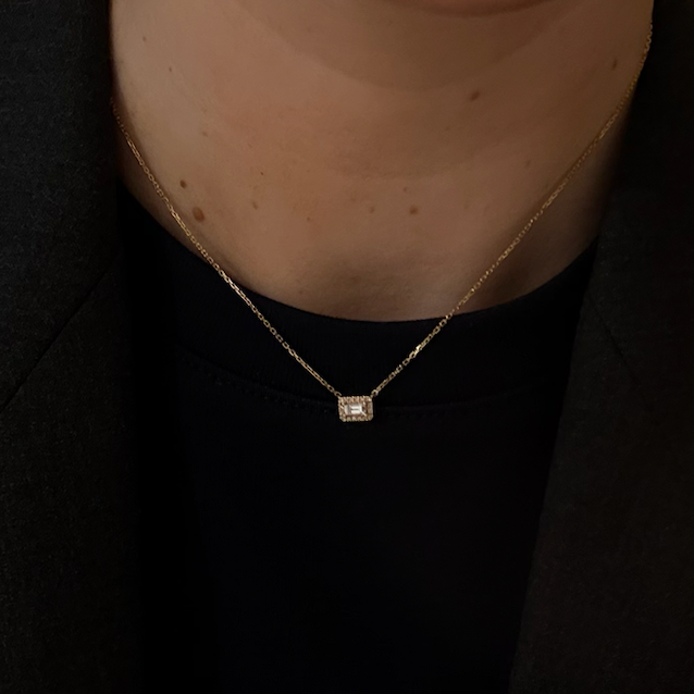 Baguette diamanten ketting