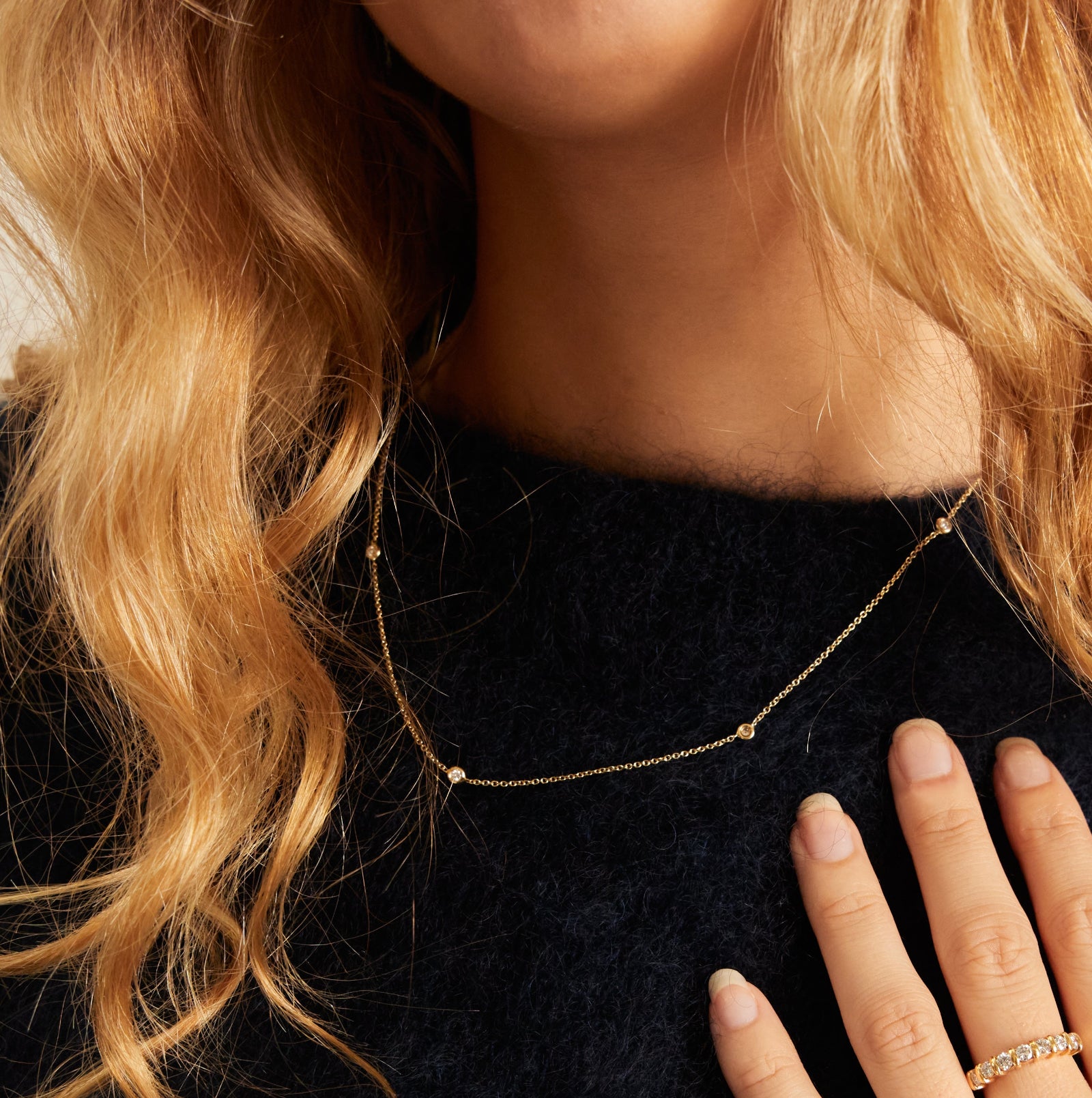 Ketting met bezel diamanten de maere knokke