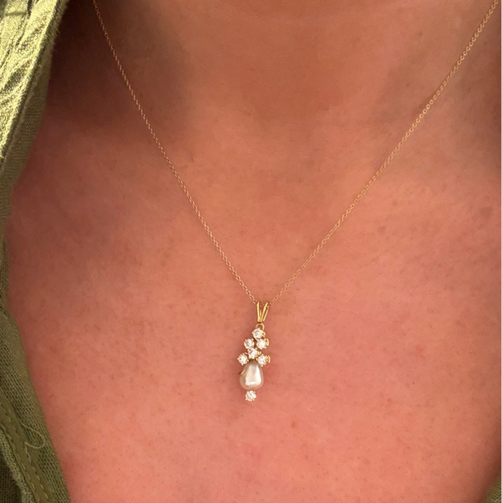 Ketting met parels en diamant