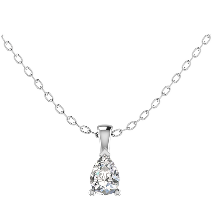 detailfoto van ketting hanger met peer diamant