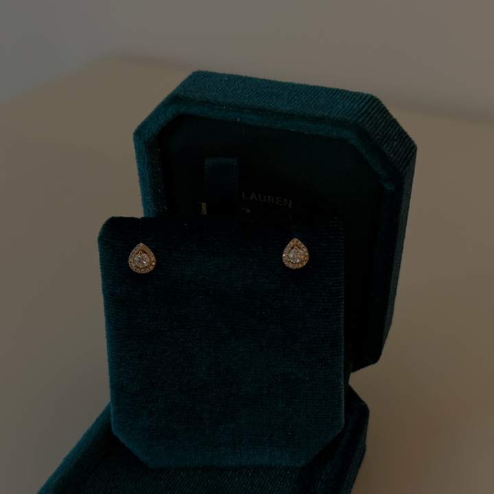 Diamanten oorbellen in peervorm geelgoud