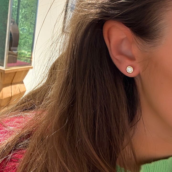 Rubover studs oorbellen geelgoud