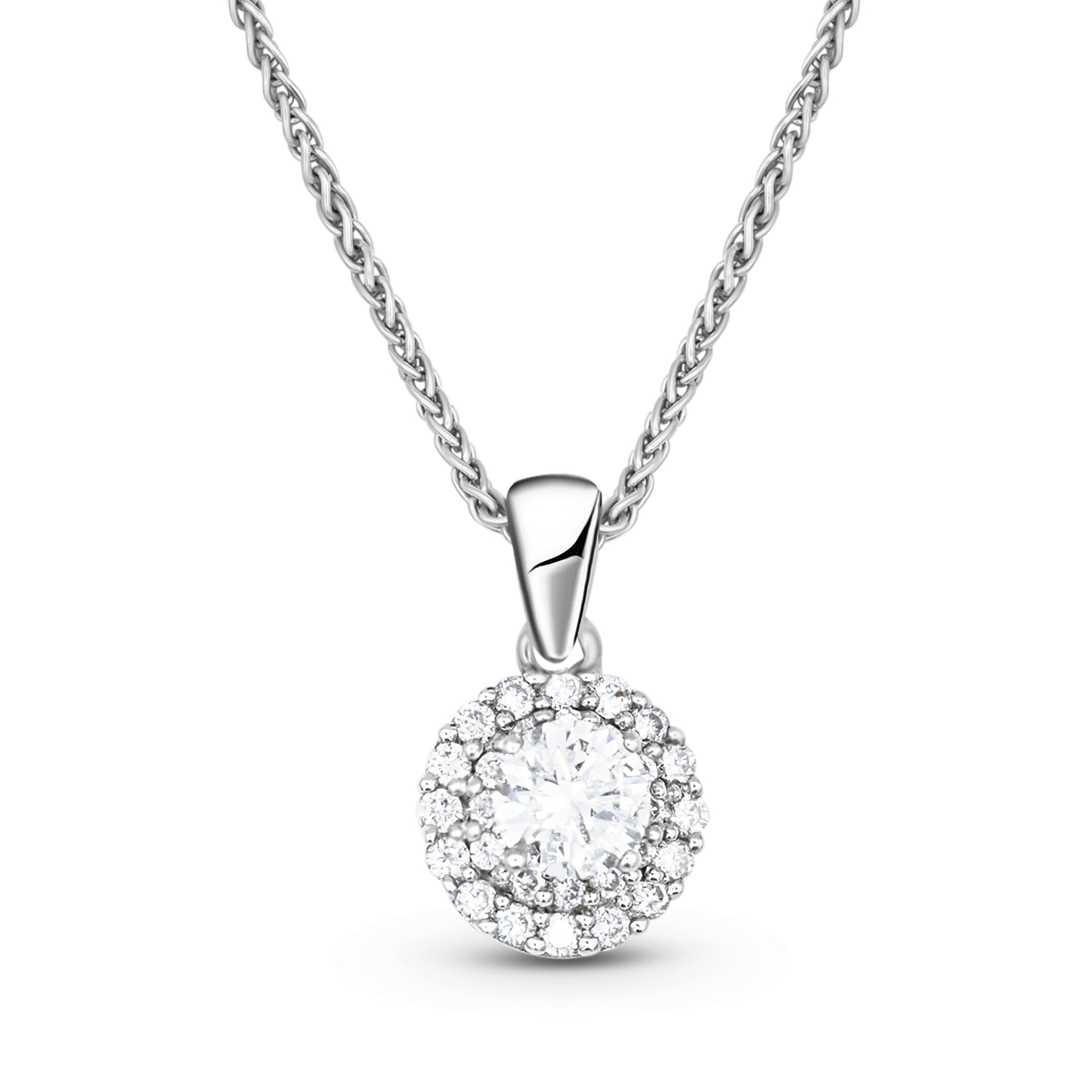 Solitaire ronde diamanten ketting