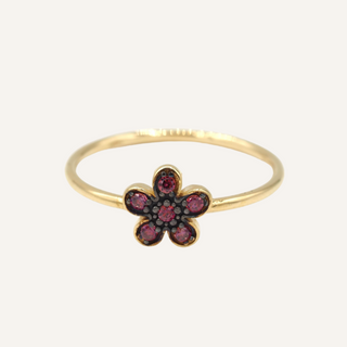 Golden red flower ring