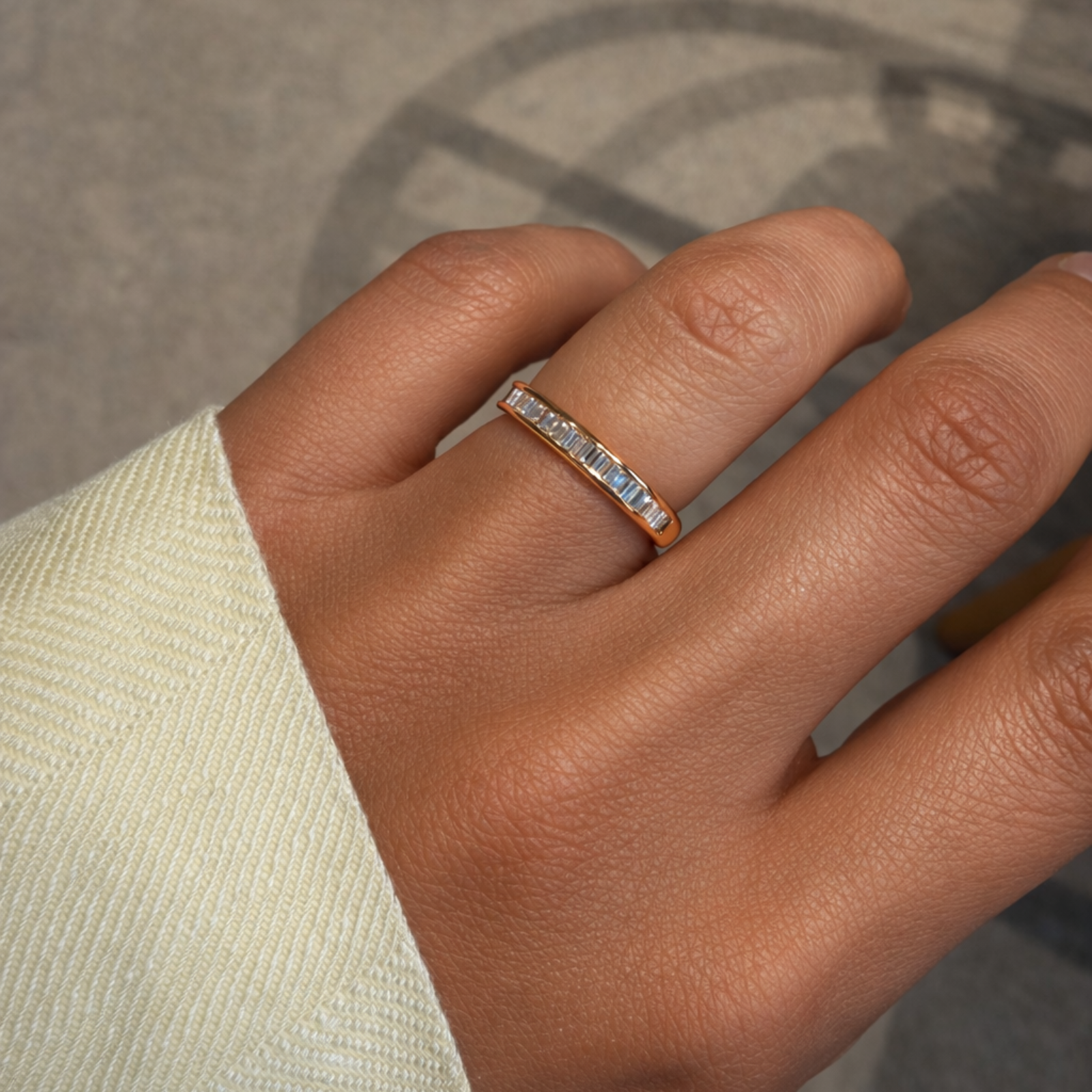 18 karaat geelgouden ring met verticale baguettes trouwring natuurlijke diamanten