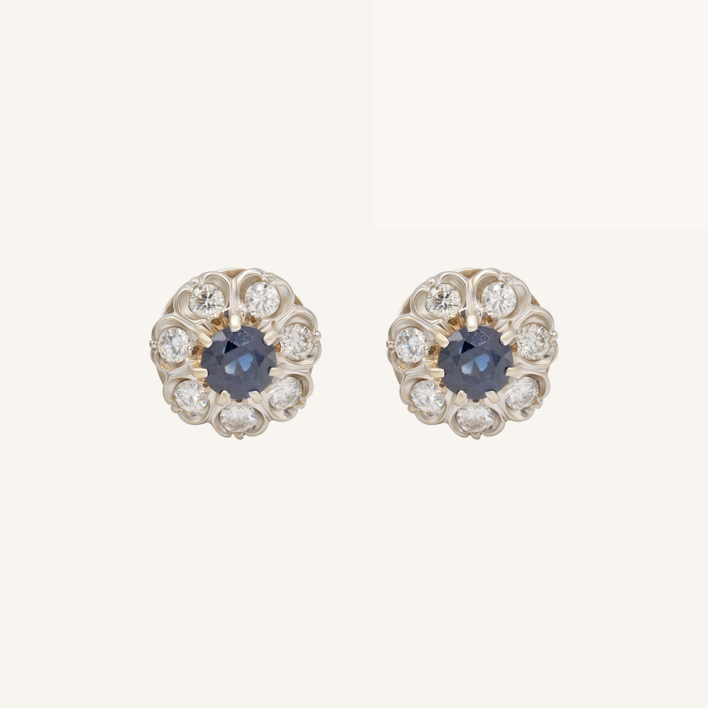 Round sapphire diamond earrings
