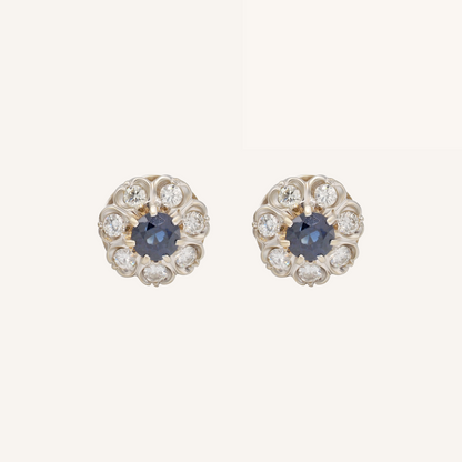 Round sapphire diamond earrings