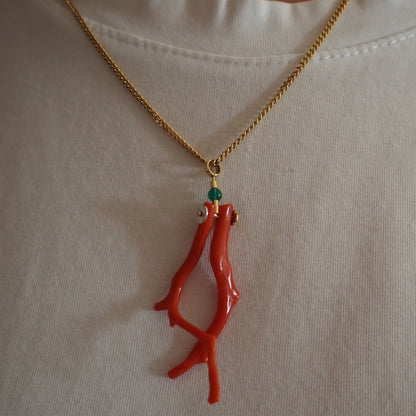 Green duo coral pendant