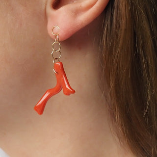 Coral duo earrings