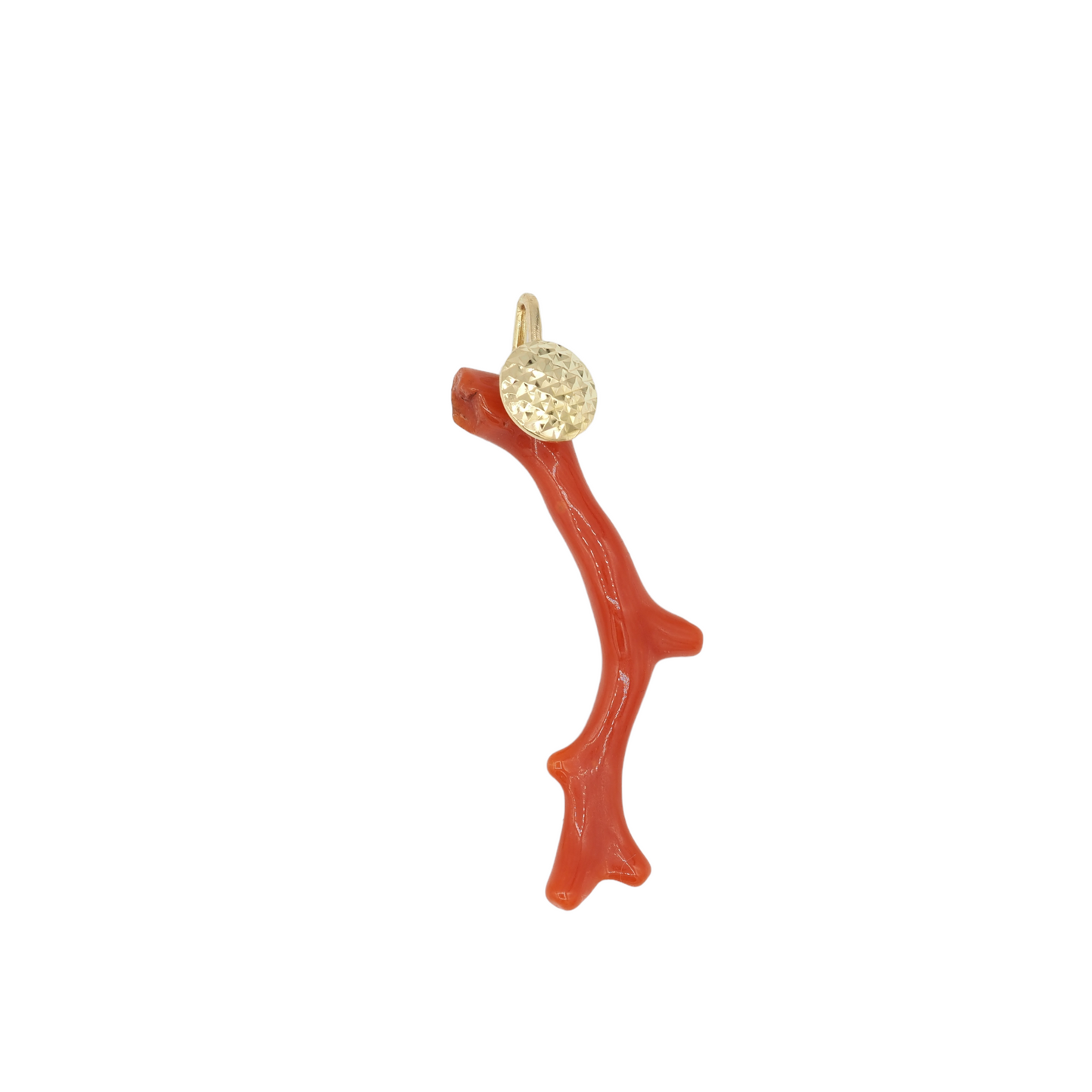 Gold button coral pendant