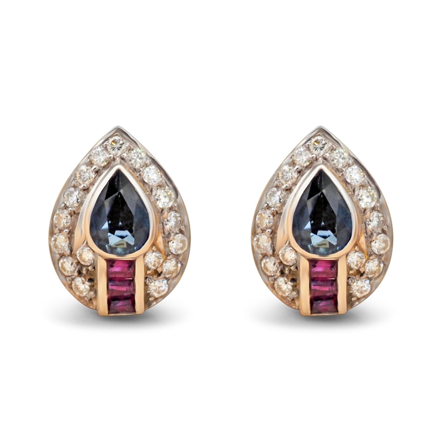Pear sapphire diamonds earrings